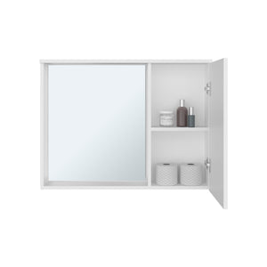 English Elm White Recessed Wall Medicine Cabinet with Mirror Door and Shelved Bathroom Storage B062P476870