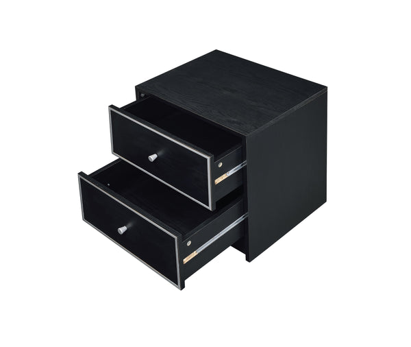 English Elm Jabir Modern Black & Silver Accent Table with Two Drawers, Composite Wood Storage, Sleek Design B2726P243246