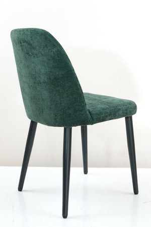 English Elm Dark Forest Green Chenille Armless Dining Chairs Set of 2 with Sleek Metal Legs T3967P423825