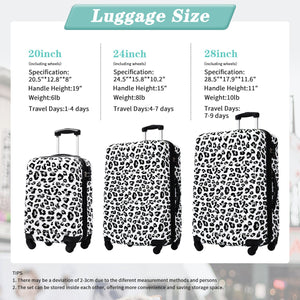 English Elm Hardshell Polycarbonate Luggage Set Three Piece Spinner Suitcases with Tsa Lock White+Black Leopard N732P218227B