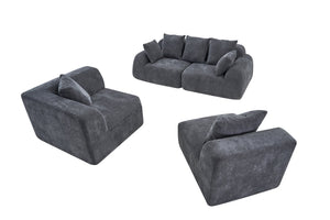 English Elm Oversized Velvet Cloud Sectional with Memory Foam Cushioning and L-shape Chaise Lounge Grey W3728S00014
