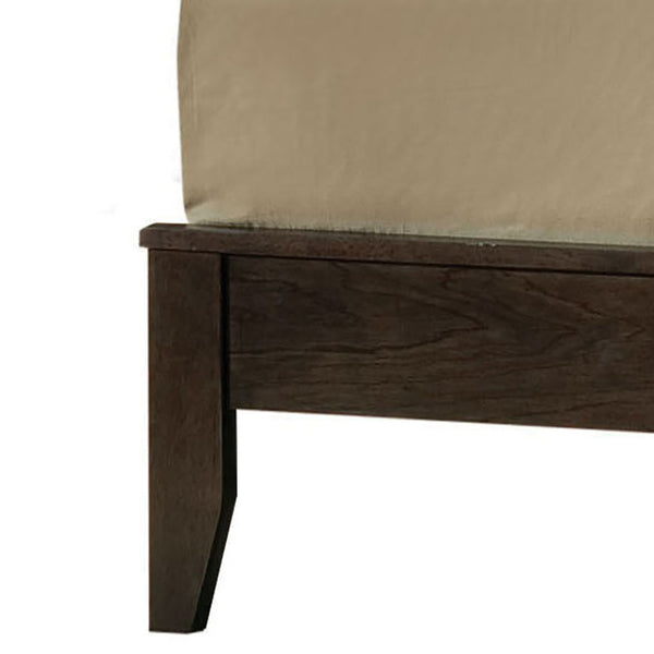 English Elm Espresso Classic Panel Bed with Rectangular Headboard, Raised Molding Trim, Tapered Wood Legs, Box Spring Ready B062S00476