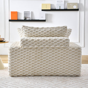 English Elm 51 Compact Comfort Sofa with Turtle Fleece, Sponge Support, Two Pillows, 400lb Capacity for Small Spaces White W3371P326404