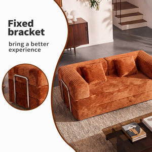 English Elm 78.7-inch Corduroy Sleeper Sofa with Fold-flat Design for Apartment Family Rooms W3108P404510