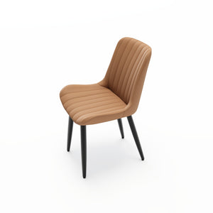 English Elm Set of 2 Armless Pu Leather Dining Chairs Cushioned Seat Brushed Metal Legs Modern Brown W3316P426936