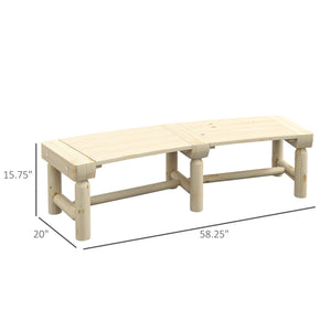 English Elm Semicircular Slatted Fir Wood Outdoor Garden Bench Wraps Trees with Rustic Charm T3971P445253