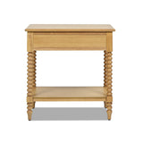 English Elm Easton 28" Modern Farmhouse Turned 1-Drawer Storage Side Table With Shelf, Natural Brown Wood