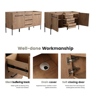 English Elm 60" Freestanding Bathroom Vanity with Soft-close Doors and Three Drawer Storage W999P405133
