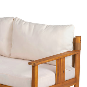 English Elm Patio Loveseat and Coffee Table Set Acacia Wood Textilene Mesh Outdoor Bistro N776P369381W