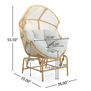 English Elm Christopher Knight Home® - Palos Outdoor Wicker Glider Chair - Light Brown, Ergonomic Comfort With Smooth Gliding Motion, Durable Design N775P191232L