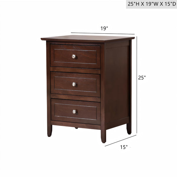 English Elm Charming Transitional Nightstand with Three Spacious Drawers, Durable Particleboard, Versatile Accent Piece Cappuccino 28 L x 22 W x 18 H B078112149