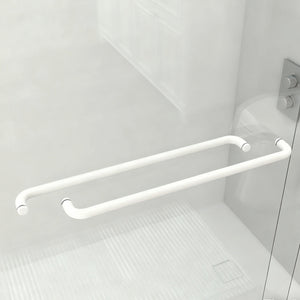 English Elm 44" Semi-frameless Double Sliding Shower Door Brushed Gold Tempered Glass Walk-in White W1920P385296