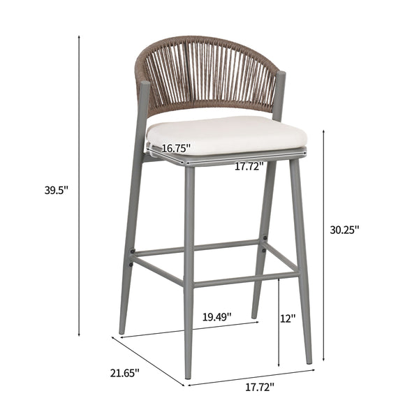 English Elm Christopher Knight Home® - Outdoor 30.25" Height Barstools Set Of 2 - Stylish Metal Frame With Scallop Backrest & Cushions N772P245120G