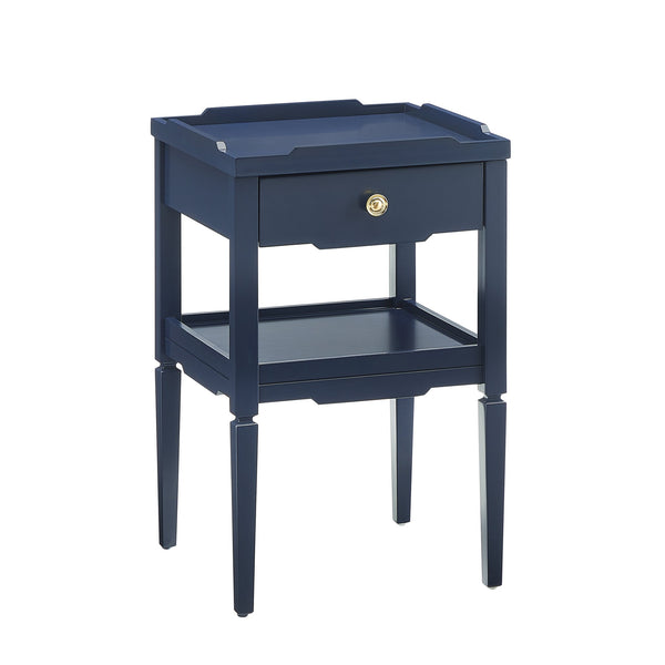 English Elm Foley Midnight Blue 1-Drawer Nightstand with Gold Pull, Tapered Legs, Lower Shelf & Smooth Glides B050P376967