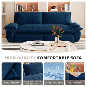 English Elm 73.2" Queen Pull Out Sofa Bed - Versatile 3-In-1 Velvet Sleeper Loveseat For Small Spaces, Blue W1885S00199