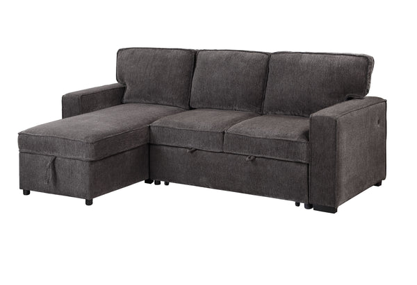 English Elm TERRITORY Reversible Pull-Out Sofa Bed with Plush Cushioning, Flip-Down Cup Holders & Sturdy Frame Dark Gray 50.39 L x 33.86 W x 25.98 H B201S00121