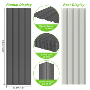 English Elm 25 Pcs Metal Roofing Panels - Durable Galvanized Steel Set For Sheds, Gazebos, Patios & More! W1859P387326