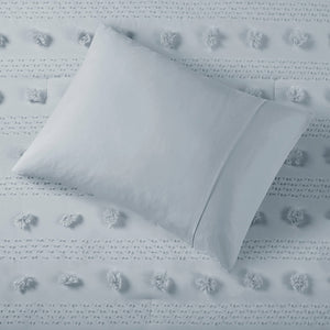 JLA Home Intelligent Design - Clip Jacquard Comforter Set with Tufted Pompoms, Hypoallergenic Dustproof Fill, OEKO-TEX Safe Finish Blue ID10-2376