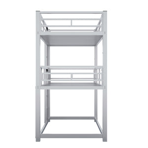 English Elm Metal Triple Bunk Bed Steel Frame Twin Three Tier Guardrails for Shared Rooms Silver GX000230AAN
