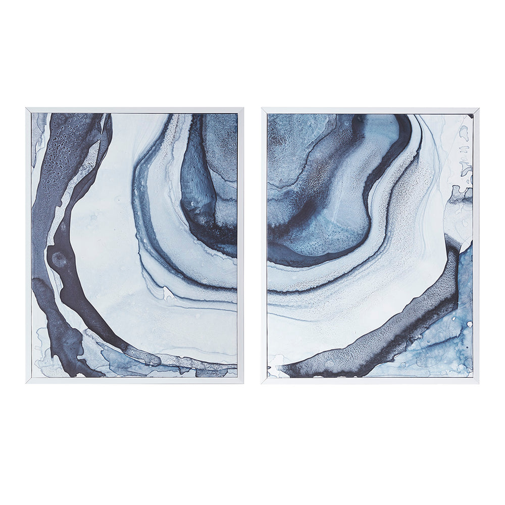 JLA Home Madison Park - Diptych Madison Park Ethereal 2-Piece Framed Canvas Set — Abstract Blue Gallery Art, Gel-Coated Finish MP95C-0117