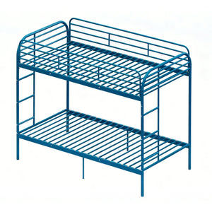 English Elm Metal Twin Over Bunk Bed Heavy Duty Frame Dual Ladder Kids Shared Room Blue W3752P412381