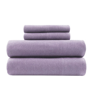 JLA Home Intelligent Design - All Season Sheet Set Jersey Knit Cotton Blend — Breathable, Year-Round Comfort with Easy Care and Fit Purple ID20-703