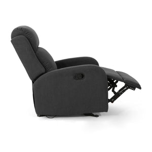 English Elm Christopher Knight Home® - 25" Plush Waterfall Backrest Manual Rocker Recliner with Curved Arms and Smooth Lever Recline Dark Gray 62805.00DGRY