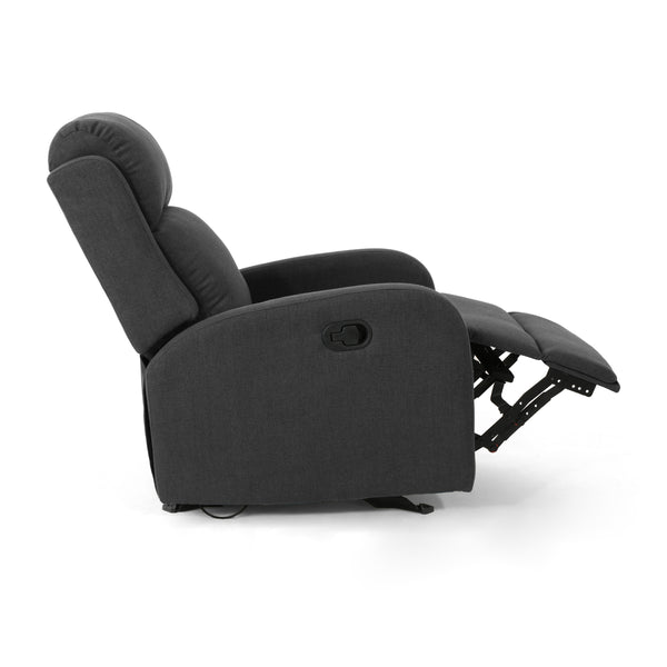 English Elm Christopher Knight Home® - 25" Plush Waterfall Backrest Manual Rocker Recliner with Curved Arms and Smooth Lever Recline Dark Gray 62805.00DGRY