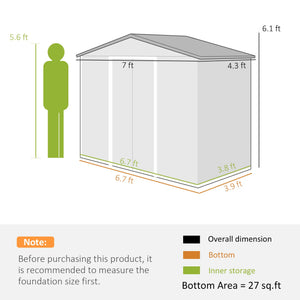 English Elm Garden Steel Storage Shed with Sliding Doors Four Vents and Foundation Kit for Outdoor Use T3971S00030