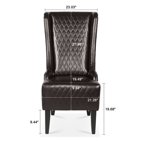 English Elm 23.03" Wide Pu Leather Wingback Accent Chair with Tall Back and Solid Birch Legs W680P421537