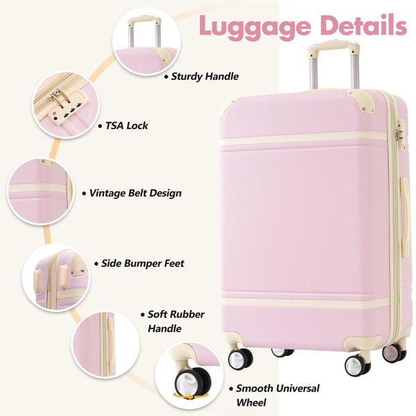 English Elm Hardshell Abs Suitcase Set with Tsa Lock Spinner Wheels Expandable Travel Luggage N732P193485U
