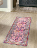 Unique Loom Mangata Mona Machine Made Floral Rug Pink, Beige/Black/Red/Yellow/Orange 2' 7" x 13' 1"