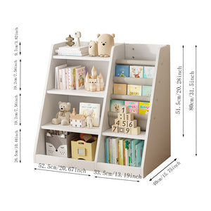 English Elm White Wooden Toy Storage Organizer Cabinet with 4-Tier Sling Bookcase for Kids Montessori Rooms W2876P233536