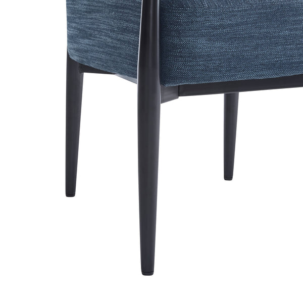 English Elm Christopher Knight Home® - Mid-Century Upholstered Accent Armchair with Pocket Spring Seat, Tapered Iron Legs, Stylish Comfort Black,Navy Blue 26.38 L x 25.2 W x 12.6 H N776P224504N