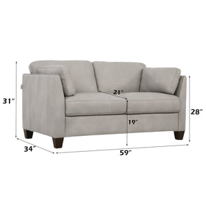English Elm Matias Italian Genuine Leather Loveseat with Walnut Legs and Tailored Stitching B2726P496935