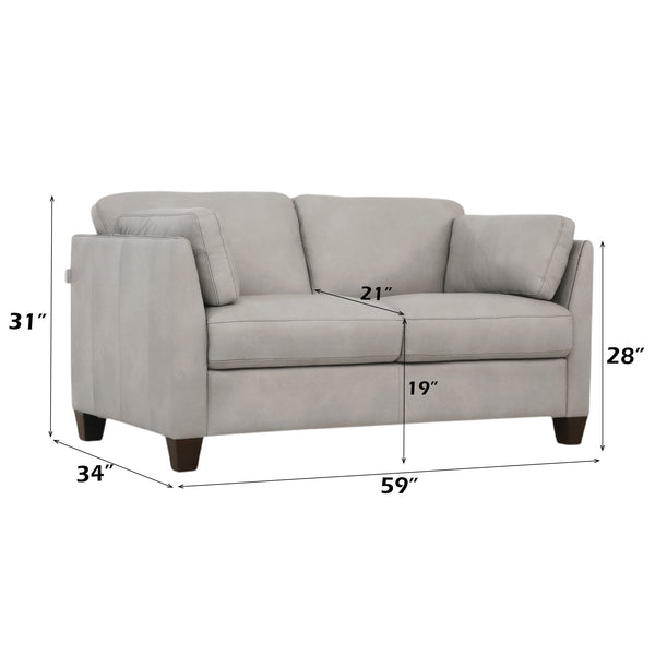English Elm Matias Italian Genuine Leather Loveseat with Walnut Legs and Tailored Stitching B2726P496935