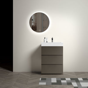 English Elm Alice 24" Gray Bathroom Vanity With One-Piece Sink, Soft-Close Drawers & Modern Storage Solution W1865S00013