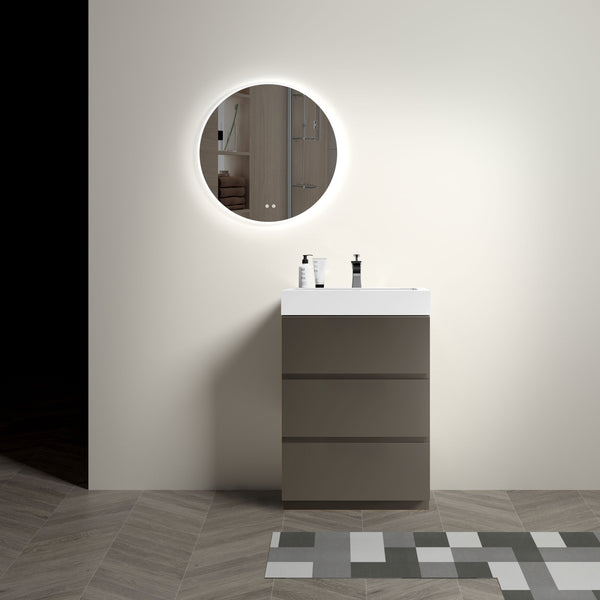 English Elm Alice 24" Gray Bathroom Vanity With One-Piece Sink, Soft-Close Drawers & Modern Storage Solution W1865S00013