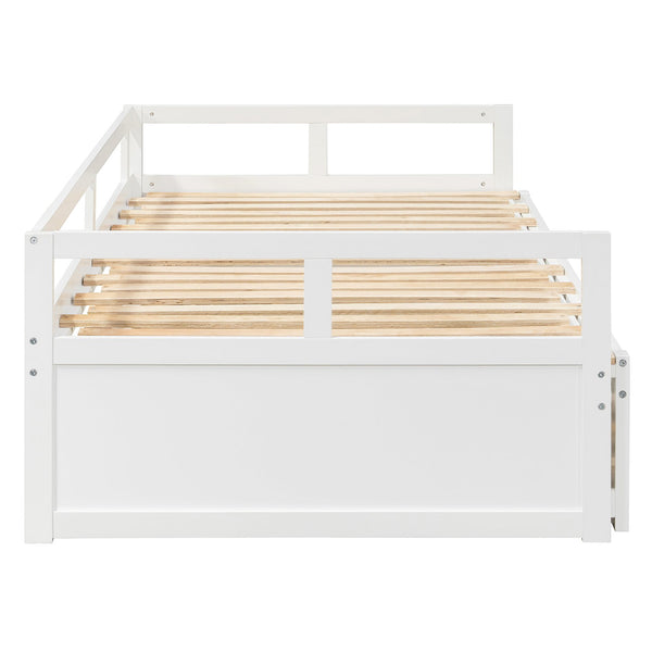 English Elm Extending Twin Daybed with Pull Out Trundle Solid Pine Wood Frame Guest Room N708P336535K