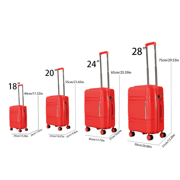 English Elm 6-piece Hard Shell Spinner Luggage Set Expandable Polypropylene with Combo Lock Red T3292P328777