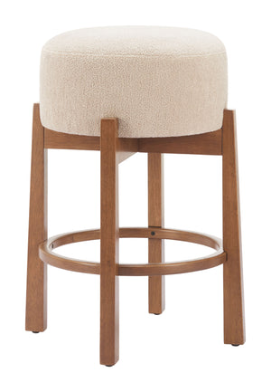 Zuo Modern Nade Counter Stool Set Of 2 - Elegant Beige & Walnut Finish For Modern Hospitality Spaces Beige 100% Polyester,Rubberwood 110662-zuo-modern