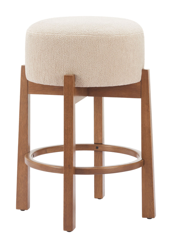 Zuo Modern Nade Counter Stool Set Of 2 - Elegant Beige & Walnut Finish For Modern Hospitality Spaces Beige 100% Polyester,Rubberwood 110662-zuo-modern