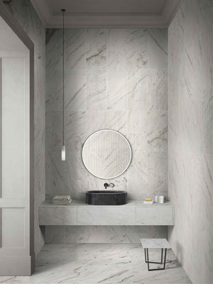 English Elm Luxury Solid Marble Vessel Sink Wavy Organic Stone Basin Matte Honed Vanity Bowl W1696P408022