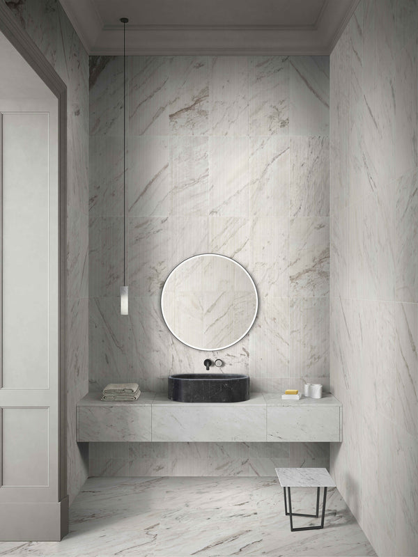 English Elm Luxury Solid Marble Vessel Sink Wavy Organic Stone Basin Matte Honed Vanity Bowl W1696P408022