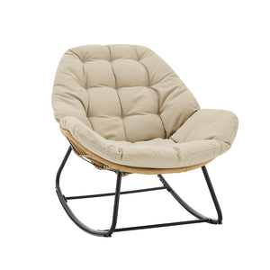 English Elm Benson 3-Piece Lounge Set Cream – Weatherproof PE Rattan, Tufted Cushions, Tempered Glass Table B365P397651