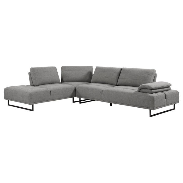 English Elm Harnal Taupe L-Shape Sectional Sofa with Pocket Coil Seating, Plush Back Pillows & Extendable Armrest for Luxurious Comfort and Style B062S01152