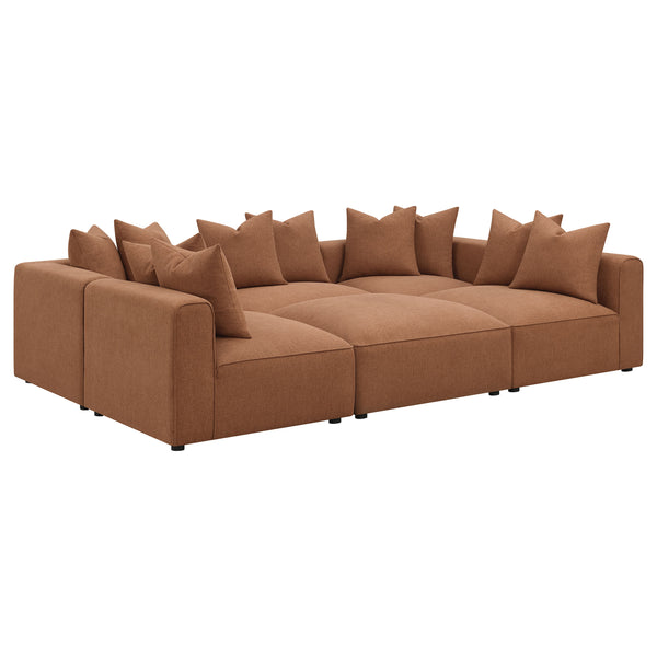 English Elm Colleen Terracotta Modular Sectional Sofa — 6-Piece Contemporary Tight Seat, Armless Chairs & Ottoman (154" W) B062S01210