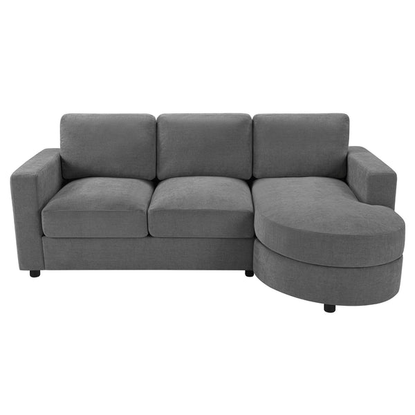 English Elm Modern L-Shaped Sectional Sofa With Curved Chaise, Usb Ports & Storage, Soft Chenille, Grey Finish N719S002170E