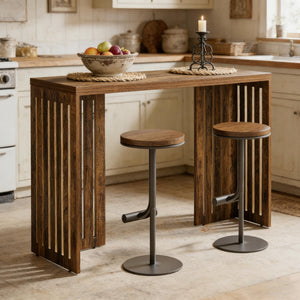 English Elm Bar Table Two Tier Industrial Metal Frame Open Shelf Home Kitchen Entertaining Stand T3971P450247