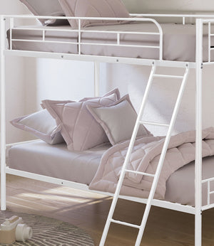English Elm Contemporary Twin-over-Full Bunk Bed with Sturdy Metal Frame, Two-Tone Finish, Space-Saving Design White 15 L x 80 W x 8 H B2741P347316